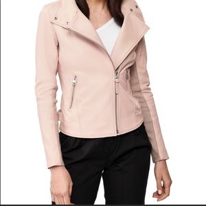 Pale Pink Leather Motto Jacket
